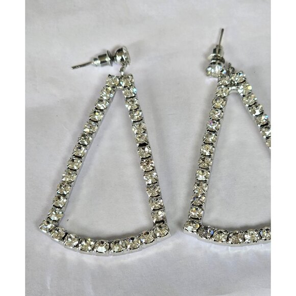Triangle Drop Earrings – Elegant Rhinestone Sparkle - Picture 3 of 12